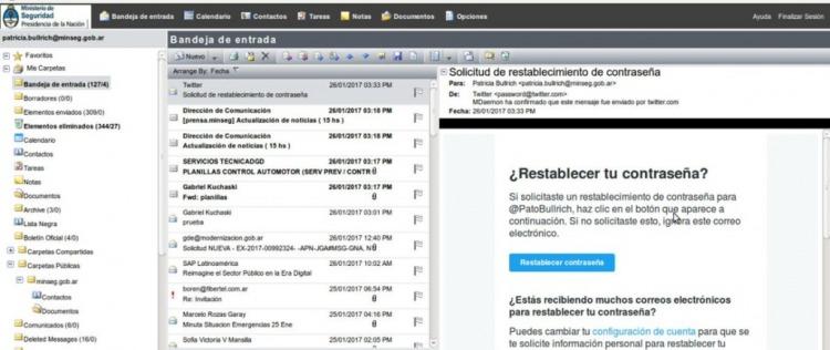 Bandeja de entrada de Patricia Bullrich, filtrada por el hacker