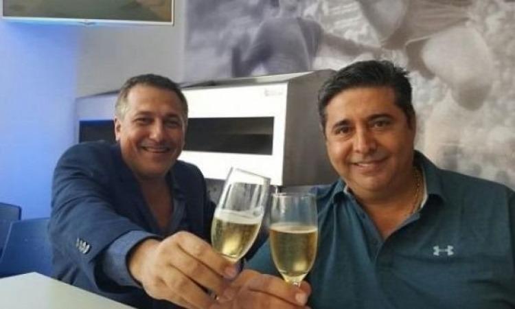 Angelici y su amigo Robero Sagra, empresario del juego señalado como testaferro del Clan Alé