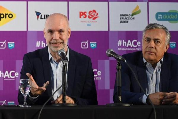 Tras el desacato de De Marchi, Larreta se mostró con Cornejo: "Vengo a ratificar mi compromiso con la unidad de Cambia Mendoza"
