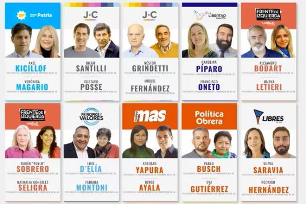 Elecciones 2023 en la Provincia de Buenos Aires: los candidatos a gobernador y las listas completas para las PASO