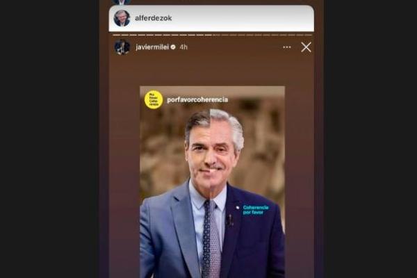 "Falangistas": la respuesta de Alberto al meme con Sánchez que le armó Milei