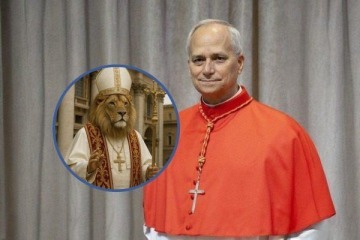 Foto de "Las fuerzas del cielo han dado su veredicto": la inslita publicacin de Milei con la imagen de un len vestido de Papa