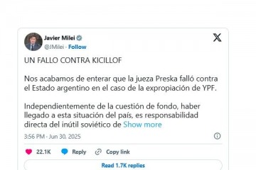 La polémica reacción de Javier Milei por el fallo de Preska sobre YPF: culpó a Kicillof pero se olvidó de Caputo