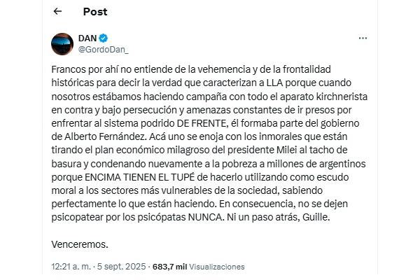 Dan cruzó a Francos y le recordó que "formó parte del gobierno de Alberto Fernández"