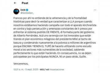Dan cruzó a Francos y le recordó que "formó parte del gobierno de Alberto Fernández"