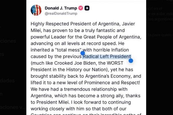 Alberto Fernández cruzó a Trump por su injerencia y respaldo político a Milei: Despertate, Donald (wake up)!!!