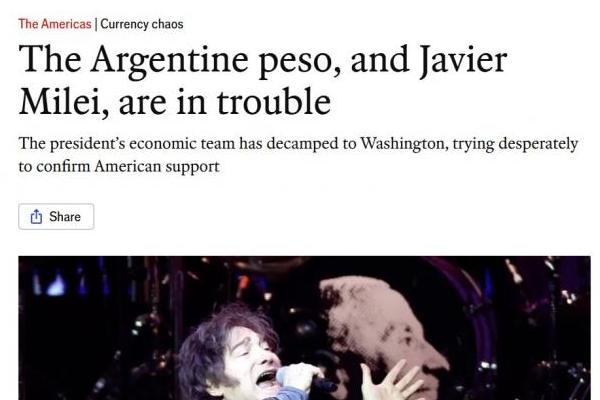 The Economist advirtió que el peso tiembla y la política argentina puede desbordar el plan económico con o sin rescate