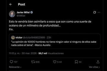 Milei public&oacute; un tuit antidemocr&aacute;tico y relativiz&oacute; el valor de la opini&oacute;n mayoritaria