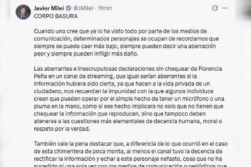 Milei cruz&oacute; a Florencia Pe&ntilde;a y volvi&oacute; a cargar contra los medios tras la fake news sobre el padre de Messi